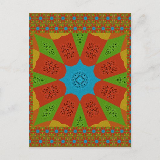 Kaleidoscope Bloom Een Levendige Afrikaanse Print  Briefkaart (Voorkant)