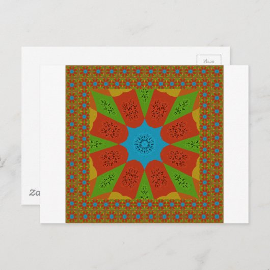 Kaleidoscope Bloom Een Levendige Afrikaanse Print Briefkaart (Voorkant / Achterkant)