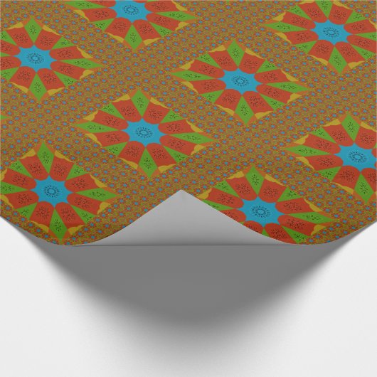 Kaleidoscope Bloom Een Levendige Afrikaanse Print Cadeaupapier (Hoek)