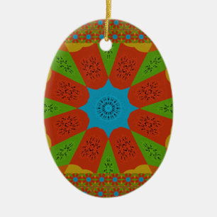 Kaleidoscope Bloom Een Levendige Afrikaanse Print Keramisch Ornament