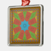 Kaleidoscope Bloom Een Levendige Afrikaanse Print Metalen Ornament (Links)