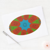 Kaleidoscope Bloom Een Levendige Afrikaanse Print Ovale Sticker (Envelop)