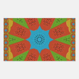 Kaleidoscope Bloom Een Levendige Afrikaanse Print  Rechthoekige Sticker