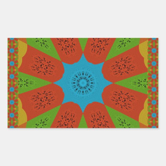 Kaleidoscope Bloom Een Levendige Afrikaanse Print Rechthoekige Sticker (Voorkant)