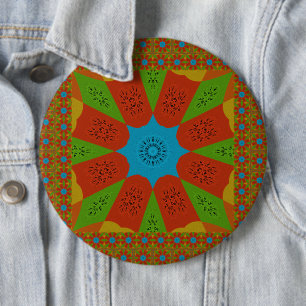 Kaleidoscope Bloom Een Levendige Afrikaanse Print Ronde Button 6,0 Cm