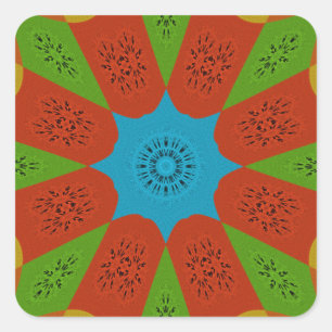 Kaleidoscope Bloom Een Levendige Afrikaanse Print Vierkante Sticker