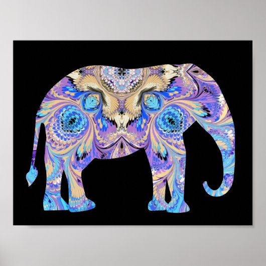 Kaleidoscope Circus Elephant Print Poster (Voorkant)