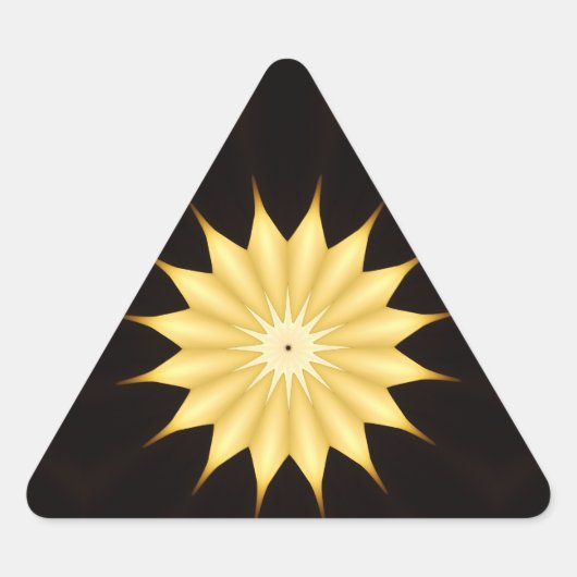 Kaleidoscope Design Bright Yellow Star Driehoek Sticker (Voorkant)