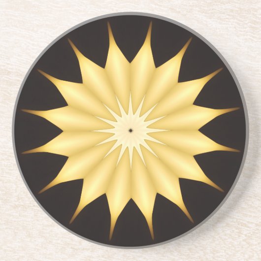 Kaleidoscope Design Bright Yellow Star Zandsteen Onderzetter (Voorkant)