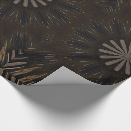 Kaleidoscope Design Dark Brown Rustic Floral Cadeaupapier (Hoek)