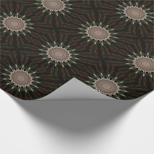 Kaleidoscope Design Dark Green Red Brown Cadeaupapier (Hoek)