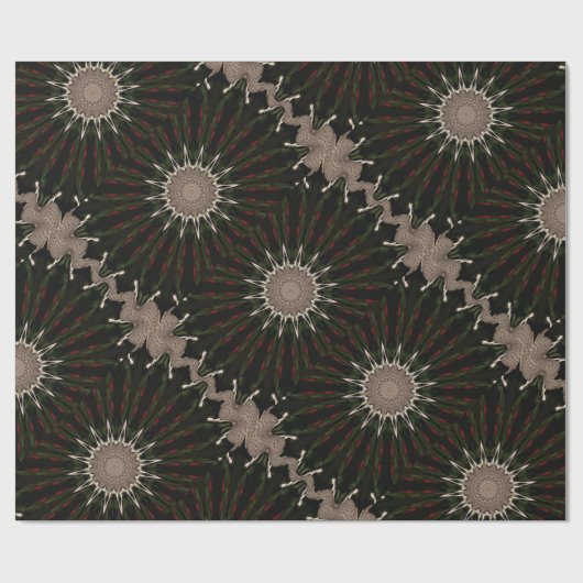 Kaleidoscope Design Dark Green Red Brown Cadeaupapier (Vlak)