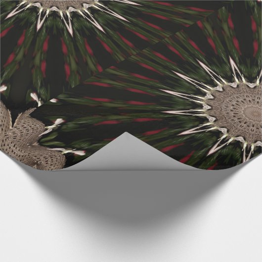 Kaleidoscope Design Dark Green Red Brown Cadeaupapier (Hoek)