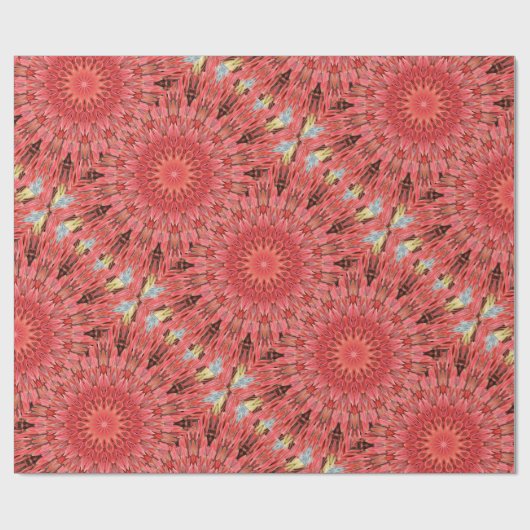 Kaleidoscope Design Floral Red Cadeaupapier (Vlak)