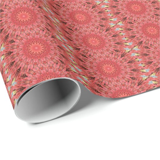 Kaleidoscope Design Floral Red Cadeaupapier (Rol Hoek)