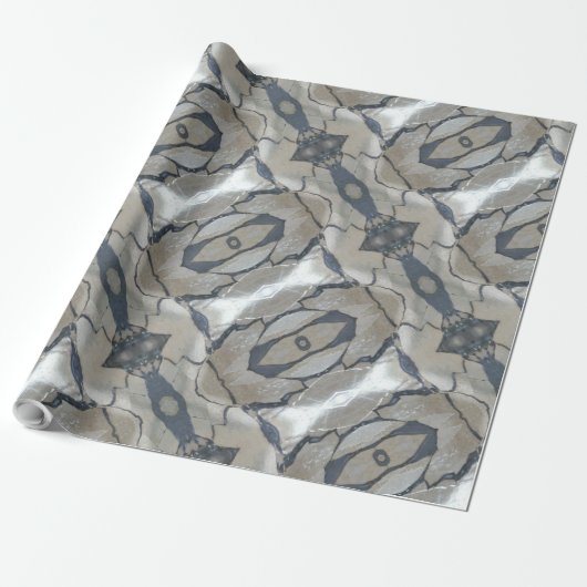 Kaleidoscope Design Light en Dark Grey Pattern Cadeaupapier (Uitgerold)