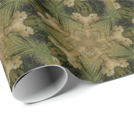 Kaleidoscope Design Star van Pampas Grass Green Cadeaupapier (Rol Hoek)