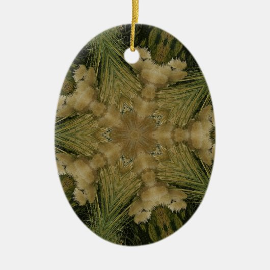 Kaleidoscope Design Star van Pampas Grass Green Keramisch Ornament (Voorkant)