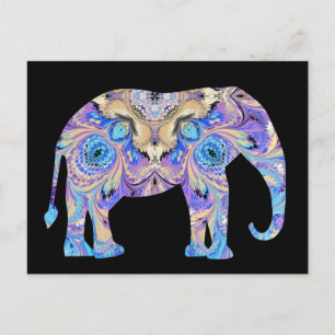 Kaleidoscope Elephant Briefkaart Black Achtergrond