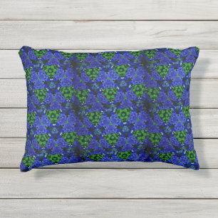 Kaleidoscope en fleurs bleues Coussin extérieur 12