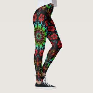 Kaleidoscope Fractal Hibiscus Flowers II Leggings