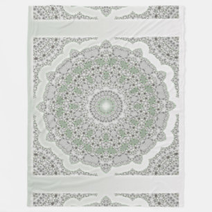 Kaleidoscope Fractal Mandala - grijs groen Fleece Deken