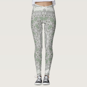 Kaleidoscope Fractal Mandala - grijs groen Leggings