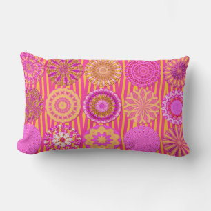 Kaleidoscope Fun, Roze-Gele Lumbar Pillow Kussen