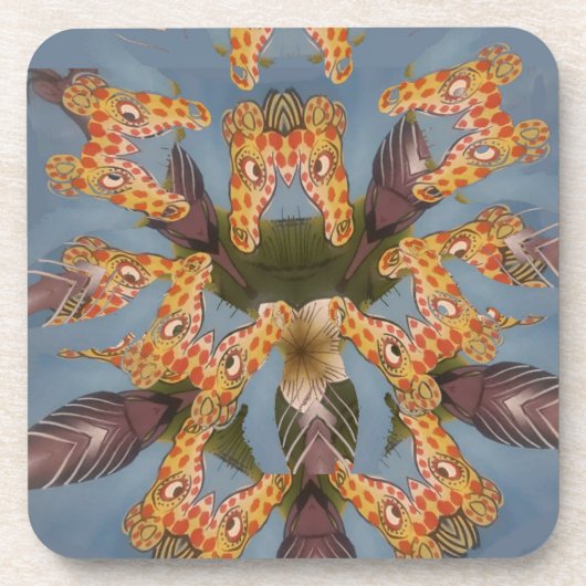 Kaleidoscope Giraffe Mandala: Abstracte Safari kun Drankjes Onderzetter (Voorkant)