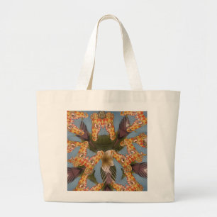 Kaleidoscope Giraffe Mandala: Abstracte Safari kun Grote Tote Bag