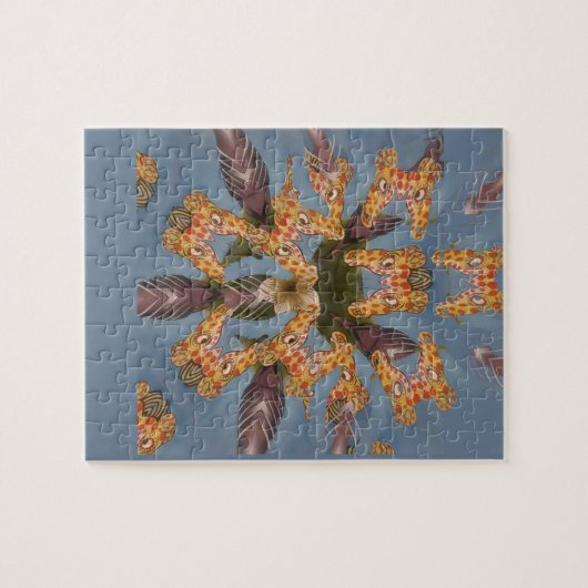 Kaleidoscope Giraffe Mandala: Abstracte Safari kun Legpuzzel (Horizontaal)