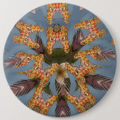 Kaleidoscope Giraffe Mandala: Abstracte Safari kun Ronde Button 6,0 Cm (Voorkant)