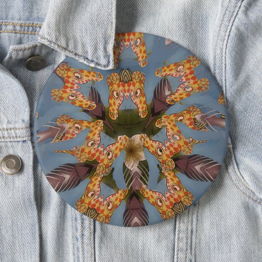 Kaleidoscope Giraffe Mandala: Abstracte Safari kun Ronde Button 6,0 Cm (In situ)