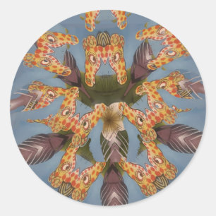 Kaleidoscope Giraffe Mandala: Abstracte Safari kun Ronde Sticker