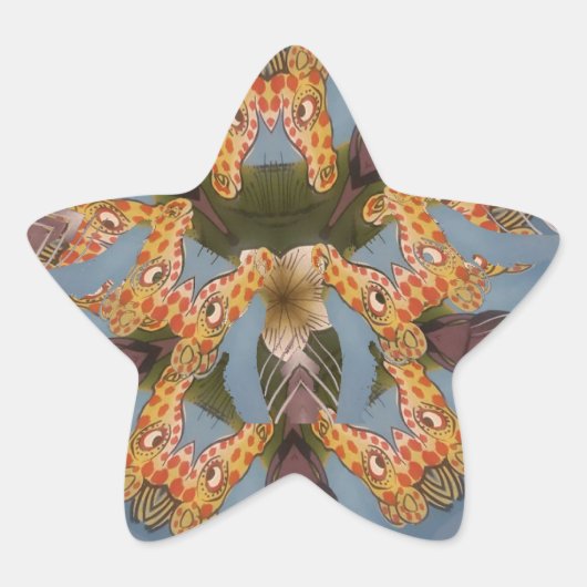 Kaleidoscope Giraffe Mandala: Abstracte Safari kun Ster Sticker (Voorkant)
