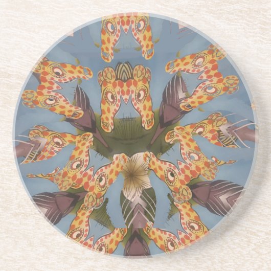 Kaleidoscope Giraffe Mandala: Abstracte Safari kun Zandsteen Onderzetter (Voorkant)