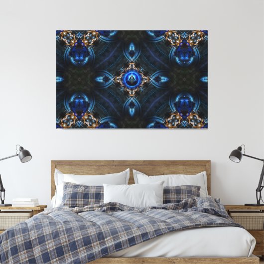 Kaleidoscope Golden Blue x75 Canvas Print (Insitu (Slaapkamer))