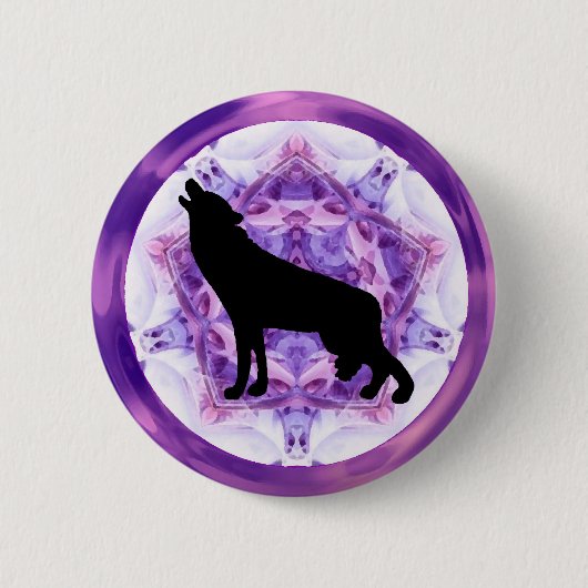 Kaleidoscope Howling Wolf Ronde Button 5,7 Cm (Voorkant)