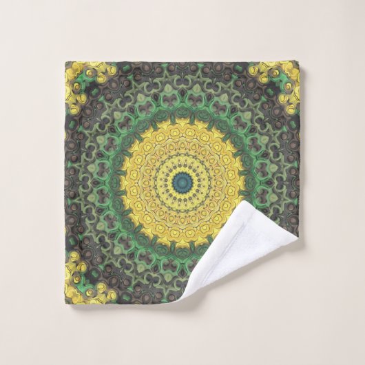 Kaleidoscope jaune et vert Mandala Motif (Gant de toilette)