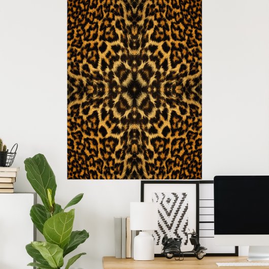Kaleidoscope Leopard Fur Pattern poster (Thuiskantoor)