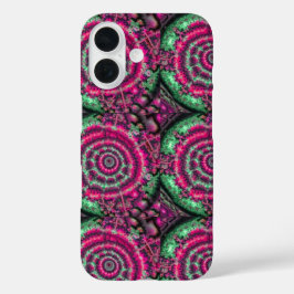 Kaleidoscope-magenta groen zwart iPhone 16 hoesje