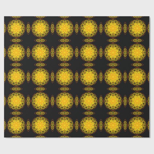 Kaleidoscope Mandala Art Energy Flower Yellow Cadeaupapier (Vlak)