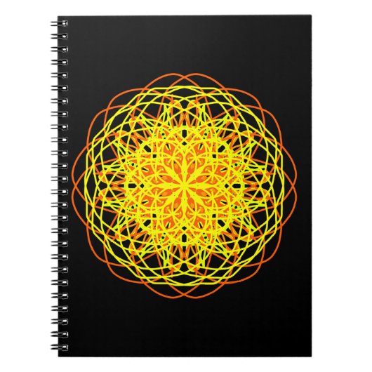Kaleidoscope Mandala Art Energy Flower Yellow Notitieboek (Voorkant)