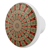 Kaléidoscope Mandala ceramic bouton en rouge et ve (Droite)