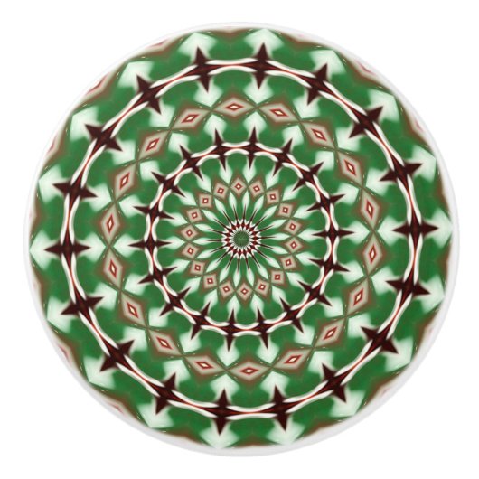 Kaléidoscope Mandala ceramic bouton en vert (Devant)