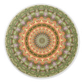 Kaleidoscope Mandala ceramic bouton vert orange (Devant)
