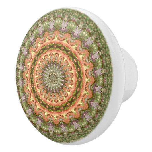 Kaleidoscope Mandala ceramic bouton vert orange (Droite)