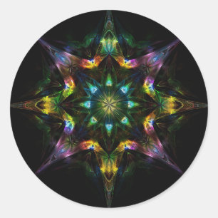 Kaleidoscope Mandala - Paarse Groen Zwart Ronde Sticker