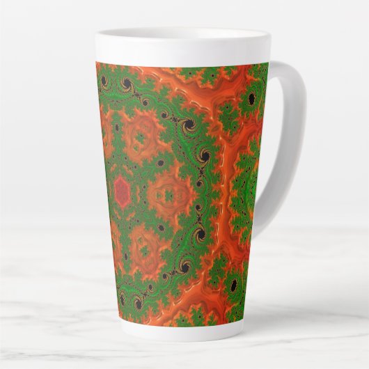 Kaleidoscope orange et vert Latte Mug (Angle droit)