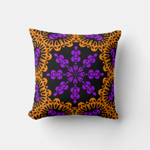 Kaleidoscope violet orange Abstrait oreiller à lan